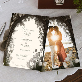 Romantic Boho Botanical Arch Photo Save Date Spara Datumet