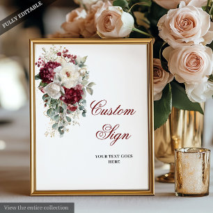Romantic Boho Burgundy Guld Bröllop Anpassningsbar Poster