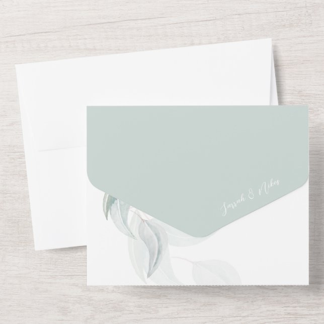 Romantic Boho Eucaliptus in Mint Watercolor Art (Baksida)