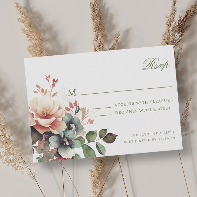 Romantic Boho Fall Autumn-Bröllop OSA för Blommigt (Romantic Boho Fall Autumn Floral Wedding RSVP )