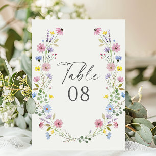 Romantic Boho Garden Wildblomma Bröllop Bordsnummer