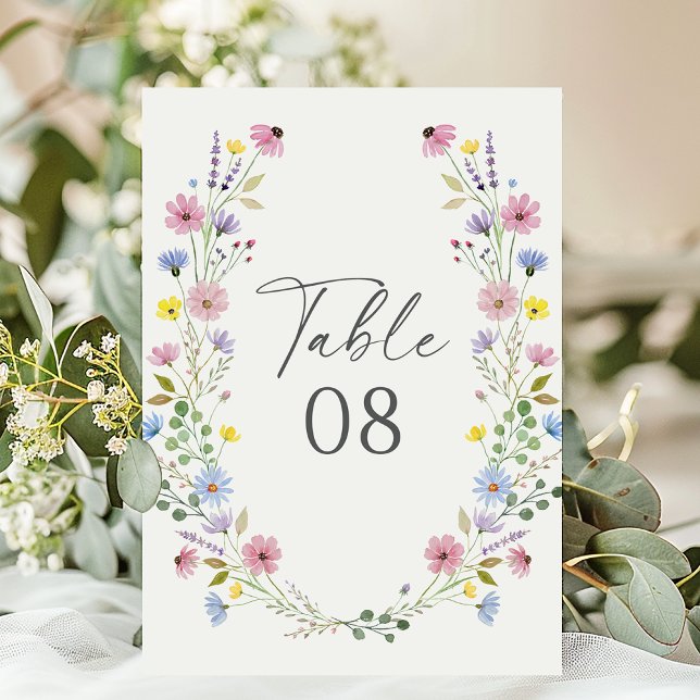 Romantic Boho Garden Wildblomma Bröllop Bordsnummer (Skapare uppladdad)