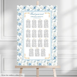 Romantic Boho Light Blue Guld Glitter Seating Poster