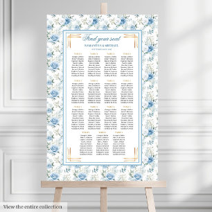 Romantic Boho Light Blue Guld Glitter Seating Poster