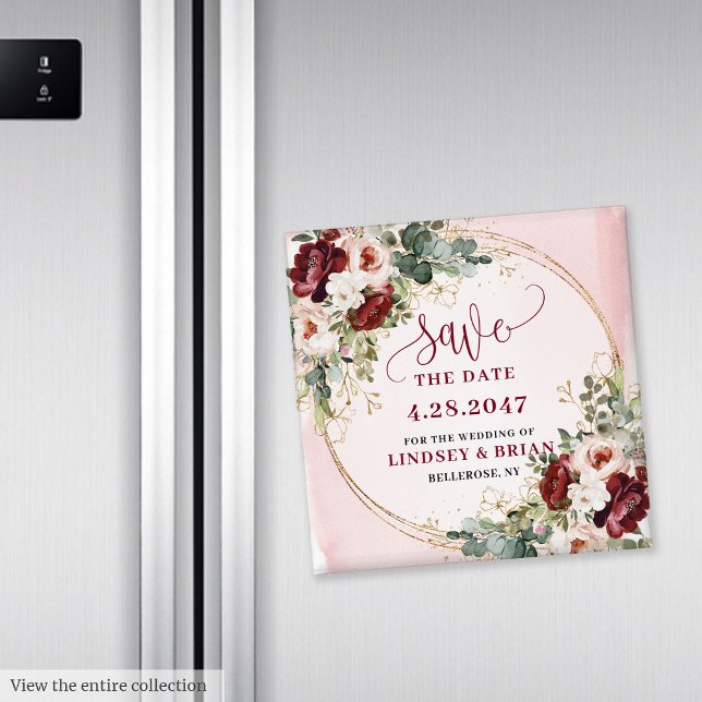Romantic Boho Marsala Blush Gold Floral Magnet (Romantic Boho Marsala Blush Gold Floral Magnet

)