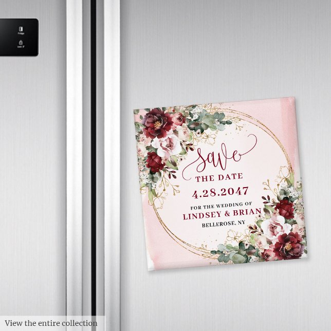 Romantic Boho Marsala Blush Gold Save the Date Magnet (Romantic Boho Marsala Blush Gold Save the Date Magnet

)