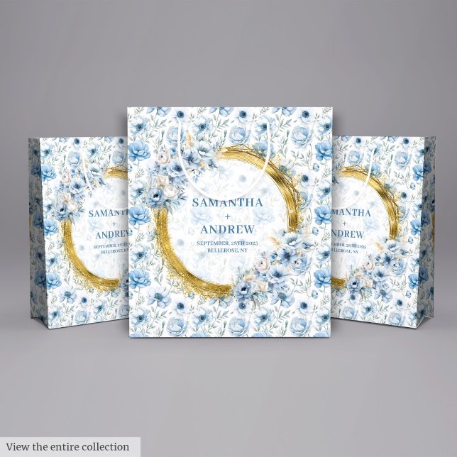 Romantic Boho Pastel Blue Guld Bröllop Gift Bag (Romantic Boho Pastel Blue Gold Wedding Gift Bag)