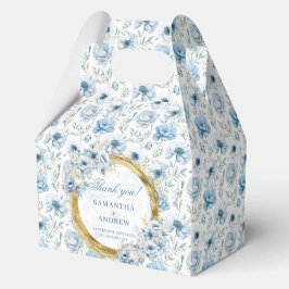 Romantic Boho Pastel Blue Guld Bröllop Tack Presentaskar