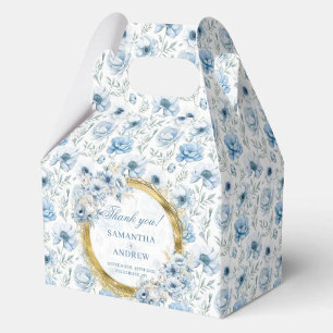 Romantic Boho Pastel Blue Guld Bröllop Tack Presentaskar