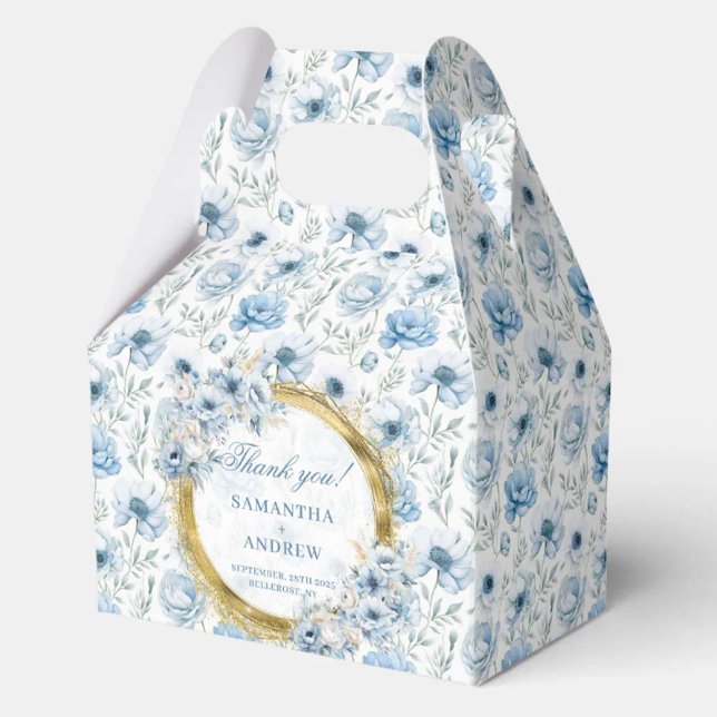 Romantic Boho Pastel Blue Guld Bröllop Tack Presentaskar (Romantic Boho Pastel Blue Gold Wedding Thank You Favor Boxes)