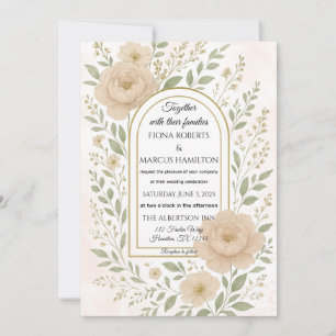 Romantic Boho Peonies & Greenery Elegant bröllop Spara Datumet