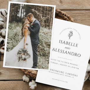 Romantic Boho Photo Bröllop Modern minimalist Inbjudningar