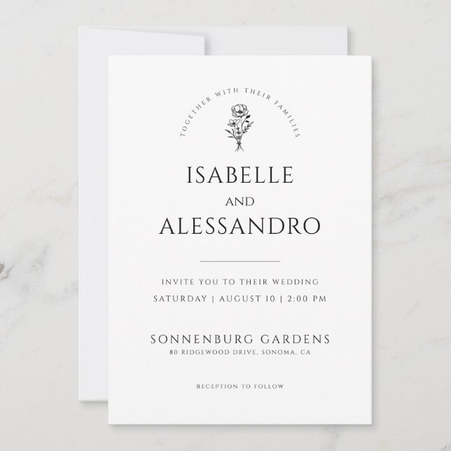 Romantic Boho Photo Bröllop Modern minimalist Inbjudningar (Framsida)