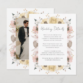 Romantic Boho Rustic Blommigt Neutralt Photo Bröll Tilläggskort