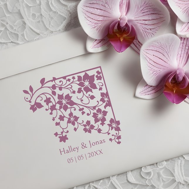 Romantic Boho Rustic Wildblommor Corner Bröllop Stämpel (Romantic Boho Rustic Wildflowers Corner Wedding Rubber Stamp.)