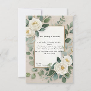 Romantic Boho Vit ros Elegant bröllop Tack Kort