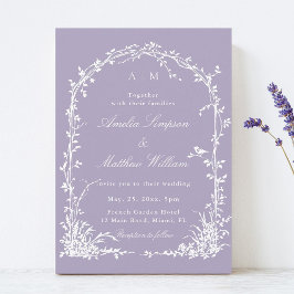 Romantic Botanical Arch Garden Lavender Wedding Inbjudningar