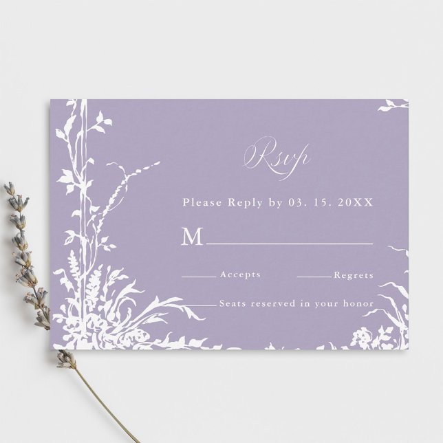 Romantic Botanical Garden Lavender Wedding OSA Kort (Skapare uppladdad)