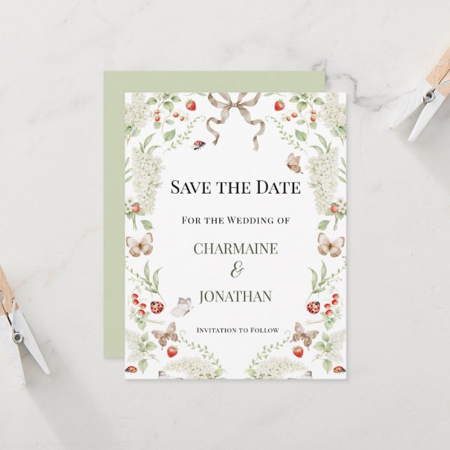 Romantic Botanical Garden Save the Date | Inbjudningar (Fram/Back In Situ)