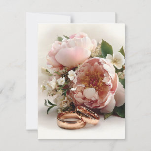 Romantic Bouquet Peonies med Ro Guld Ringar Vykort