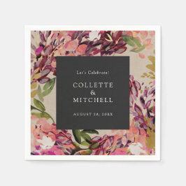 Romantic Bouquet Shock rosa Black Bröllop Pappersservett