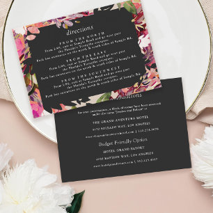 Romantic Bouquet Shock rosa Black Guld Bröllop Tilläggskort