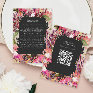 Romantic Bouquet Shock rosa Black Guld Bröllop Tilläggskort