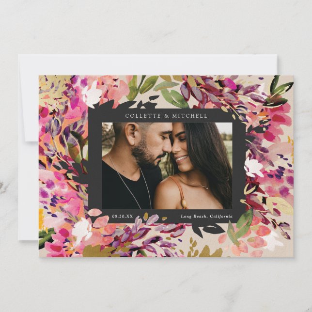 Romantic Bouquet Shock rosa Inbjudningar (Framsida)