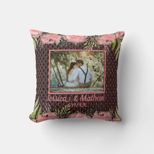 Romantic Bouquet Soft Rosa Blommigt Photo Pillow Kudde (Framsida)