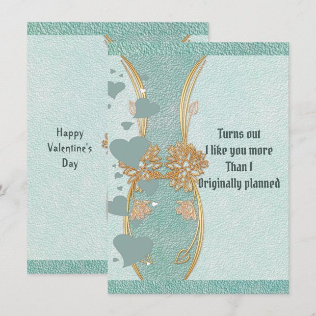 Romantic Boykompis Teal Blue Blommigt Vas Valentin (Fram/baksida)