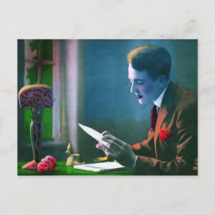 Romantic Brev Writer Vykort