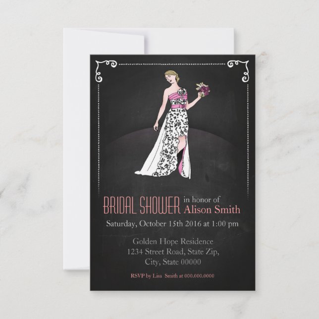 Romantic Bridal shower modern invitation Inbjudningar (Framsida)