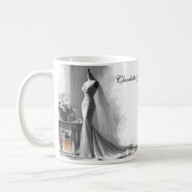 Romantic Bridal Sketch Wedding French-Inspired  Kaffemugg (Vänster)