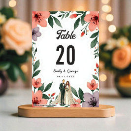 Romantic Bride And Groom Floral Garden Wedding Bordsnummer