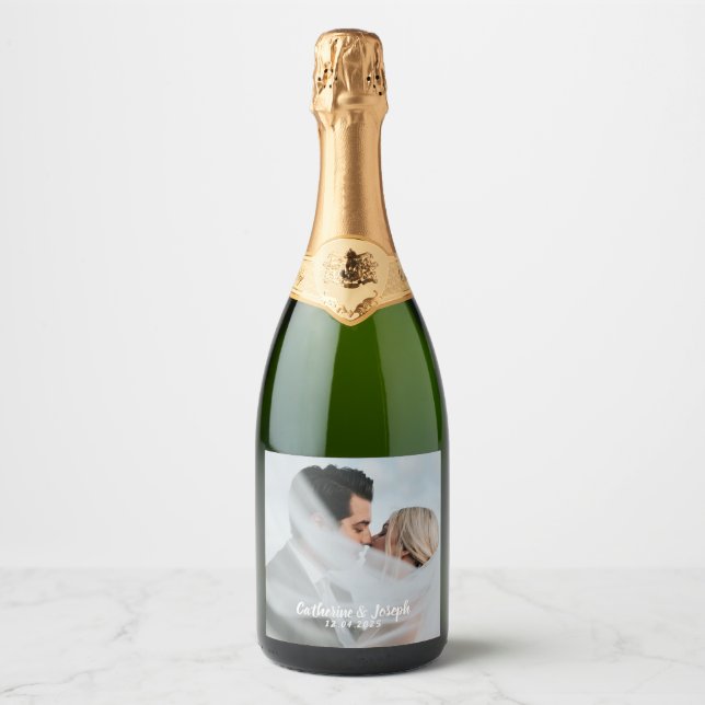 Romantic Bride & Groom Bröllop Sparkling Vin Lab (Framsida)