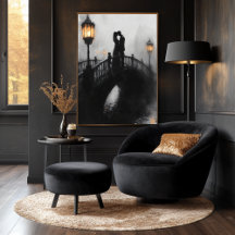 Romantic Bridge Kiss in Charcol and Lantern Glow