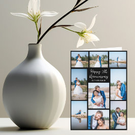 Romantic Bröllop-årsdag Photo Collage Black Kort