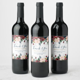 Romantic Bröllop Flower Vin Flaska Stickers Vinflaska Etikett