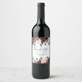 Romantic Bröllop Flower Vin Flaska Stickers Vinflaska Etikett