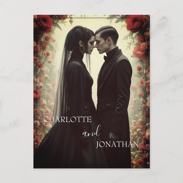 Romantic Bröllop i Black Elegance Helg Vykort (Framsida)