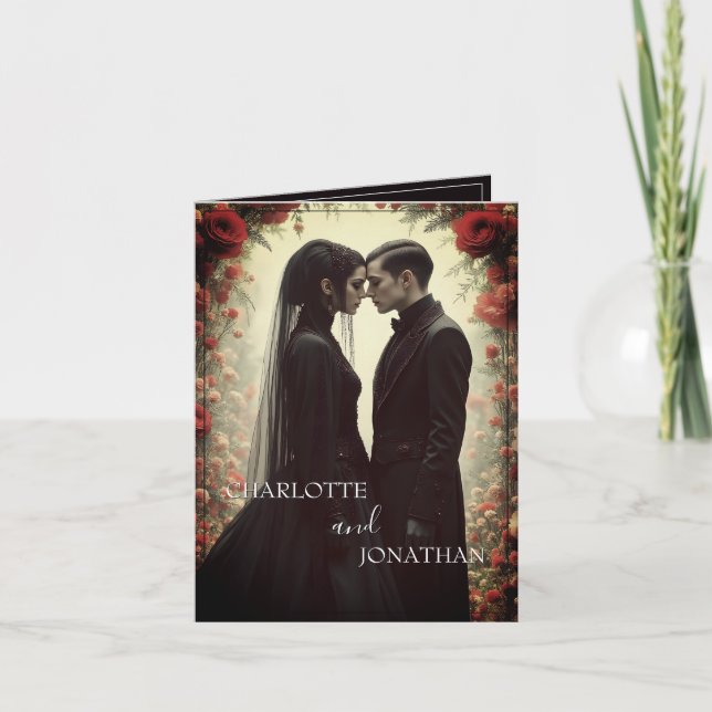 Romantic Bröllop i Black Elegance Kort (Framsida)