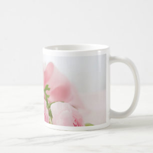 Romantic Bröllop Kärlek Soft Rosa Flower Bouquet Kaffemugg