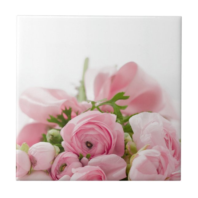 Romantic Bröllop Kärlek Soft Rosa Flower Bouquet Kakelplatta (Framsidan)