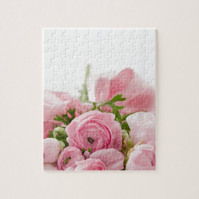 Romantic Bröllop Kärlek Soft Rosa Flower Bouquet Pussel (Vertikal)