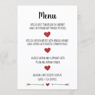 ROMANTIC BRÖLLOP MENU-KORT MENY