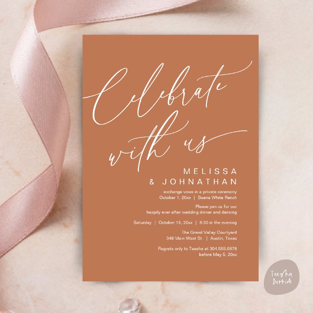 Romantic Bröllop Middag Party, firande med oss Inbjudningar (Romantic Wedding Dinner Party, Celebrate with us Lunch Brunch Modern Invites Card  PDF Copper Brown)