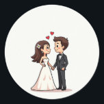 Romantic Bröllop Moment Sticker Runt Klistermärke<br><div class="desc">Uttryck kärlek och glädje med detta vackra klistermärke med en brud och en groom som delar ett ömtåligt ögonblick,  perfekt för älskare och par!</div>