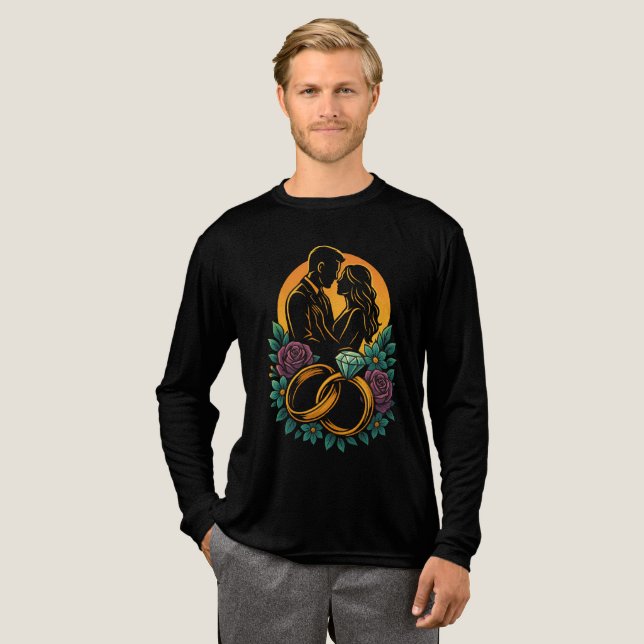 Romantic Bröllop par Långärmad Shirt T (Hel framsida)
