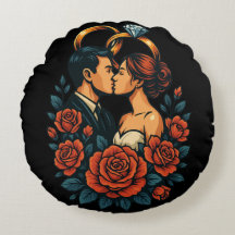 Romantic Bröllop par Round Pillow