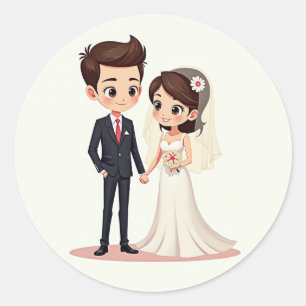 Romantic Bröllop par Sticker Runt Klistermärke